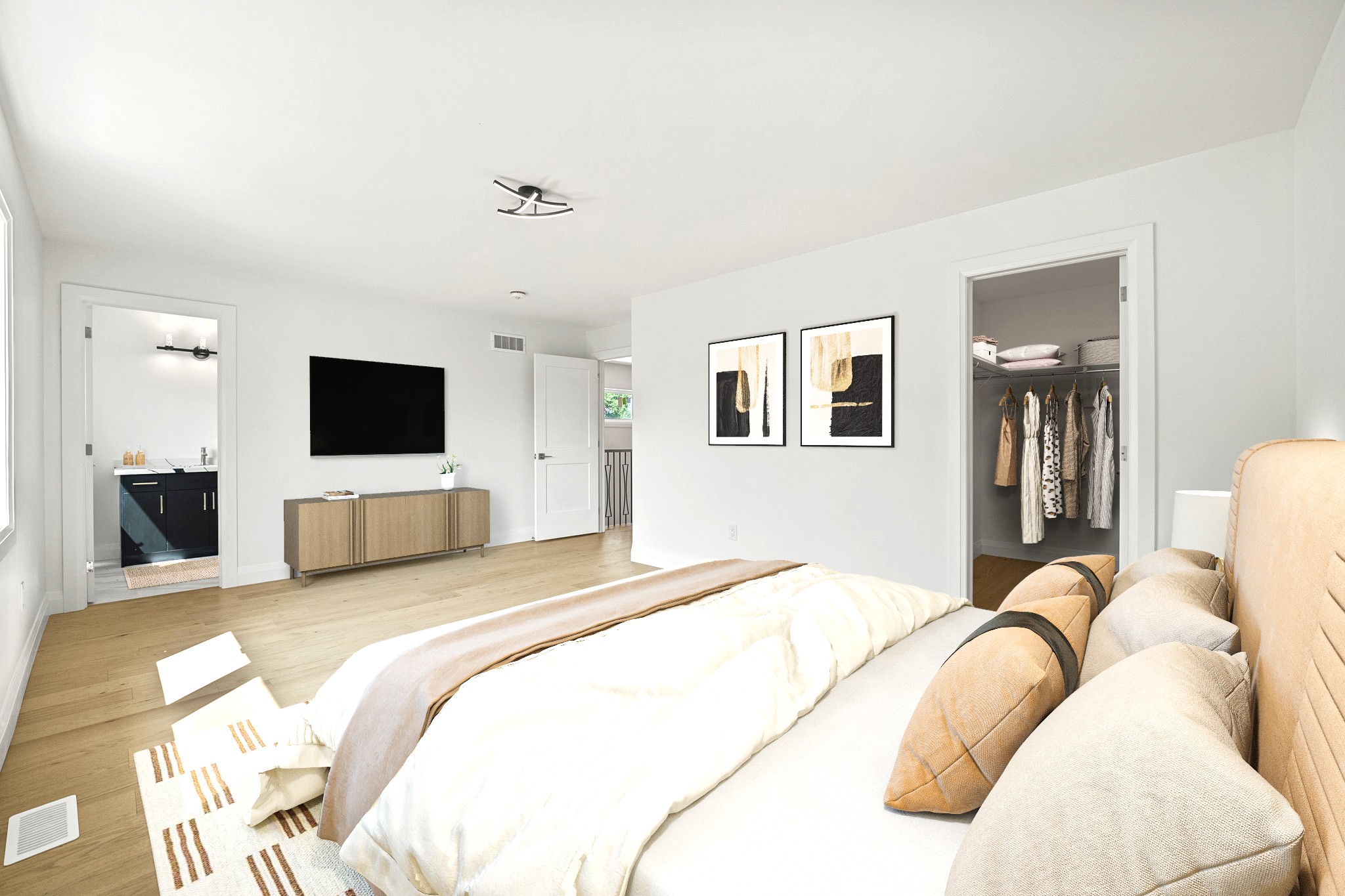 Master bedroom suite in Penta Rock Homes custom home, Ontario